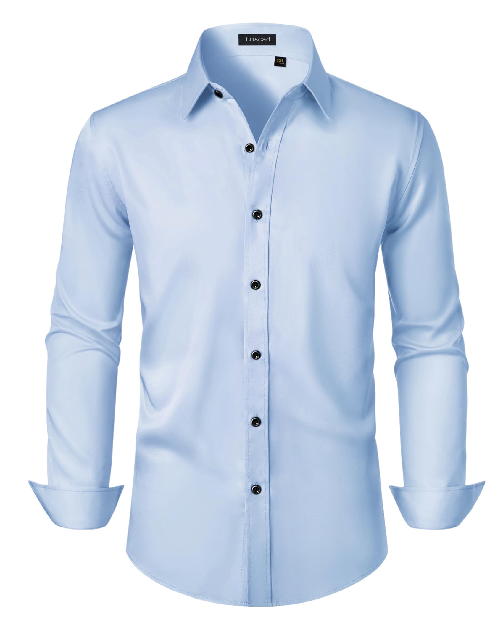 Men's Dress Shirts Long Sleeve Stretch Wrinkle Free Slim Fit Wedding Formal Button Down Shirt